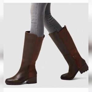 Sorel Cate Riding Boots Brown Leather Waterproof Tall Boots Size 7.5